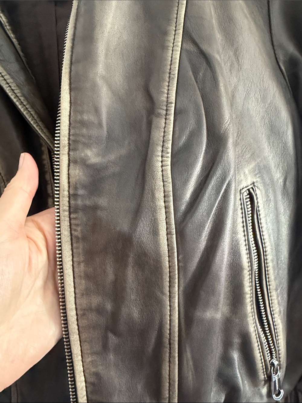 Bernardo Aviator Classic Brown Taupe Leather Zip-Front Jacket - Picture 3 of 10